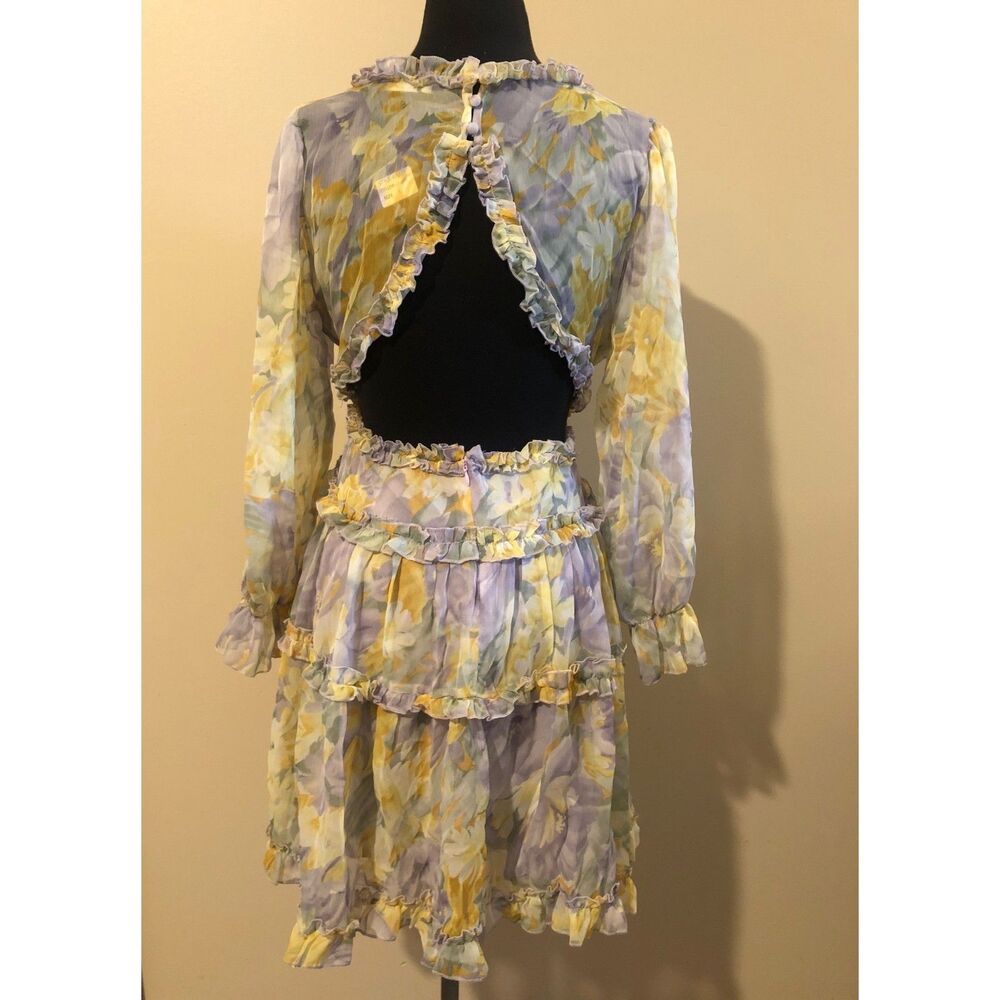 Floral Chiffon Long Sleeve Dress  5124  Large NWT Boutique
